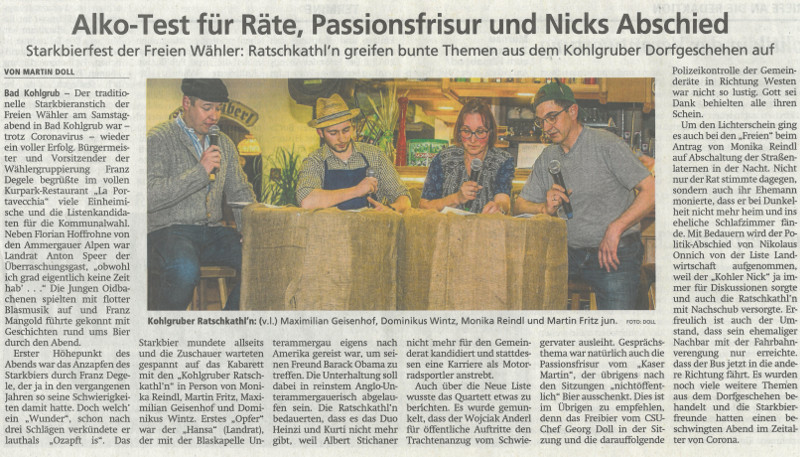 Zeitungsartikel Münchner Merkur Nr. 57 09. März 2020 Starkbierfest 2020 Zeitungsartikel Münchner Merkur Nr. 57 09. März 2020 Starkbierfest 2020